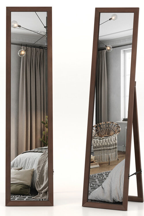 Full Length Mirror with Stand and Solid Wood Frame