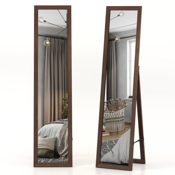 Full Length Mirror with Stand and Solid Wood Frame