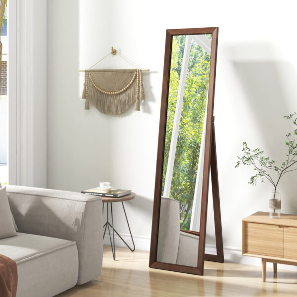 Full Length Mirror with Stand and Solid Wood Frame - Image 6