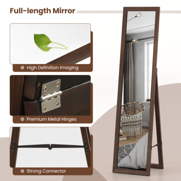 Full Length Mirror with Stand and Solid Wood Frame - Image 4