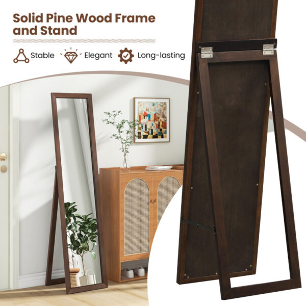 Full Length Mirror with Stand and Solid Wood Frame - Image 3