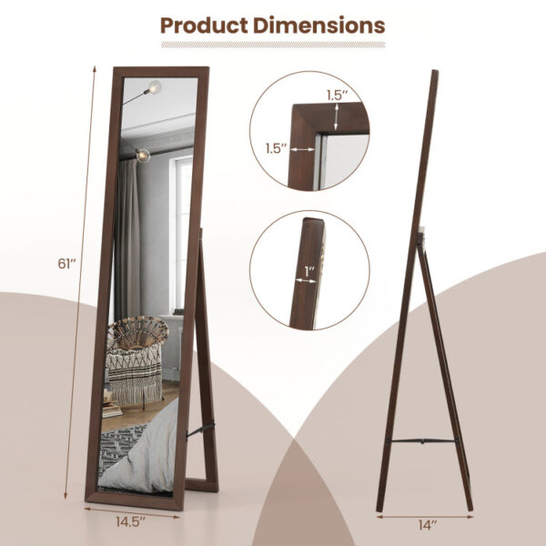 Full Length Mirror with Stand and Solid Wood Frame - Image 7