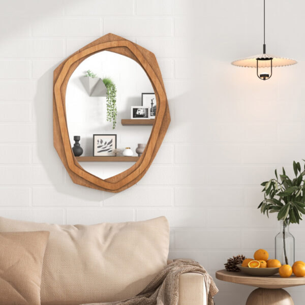 Large Water Proof Irregular Framed Decoration Wall Mirror with Expansion Screws - Image 9