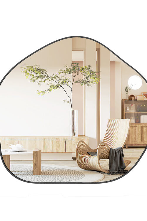 Irregular Wall Mirror Metal Frame Asymmetrical Mirror with Expansion Screws