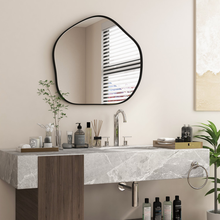 Irregular Wall Mirror Metal Frame Asymmetrical Mirror with Expansion Screws - Image 7