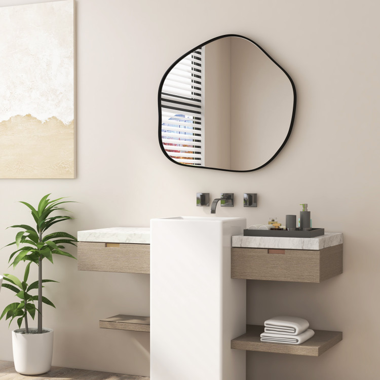 Irregular Wall Mirror Metal Frame Asymmetrical Mirror with Expansion Screws - Image 6