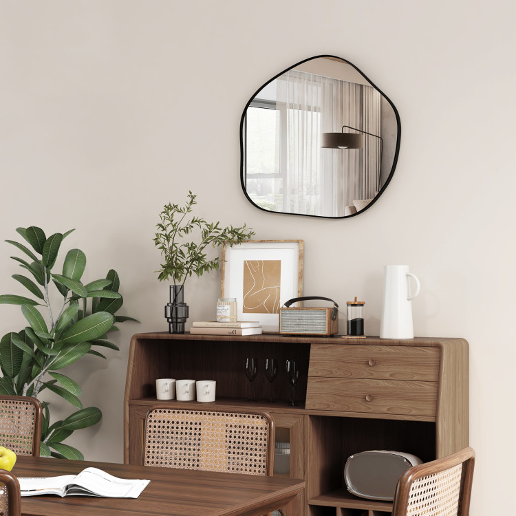 Irregular Wall Mirror Metal Frame Asymmetrical Mirror with Expansion Screws - Image 5