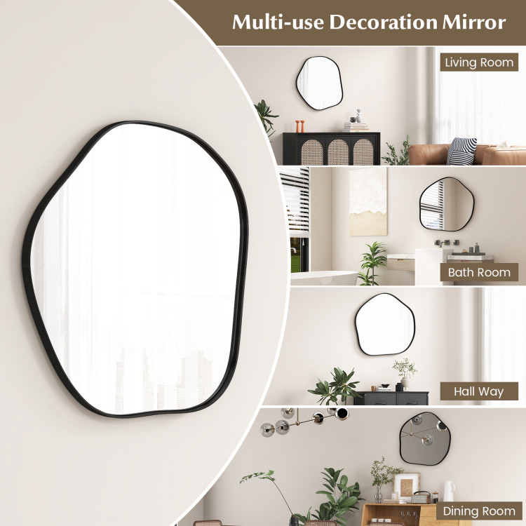 Irregular Wall Mirror Metal Frame Asymmetrical Mirror with Expansion Screws - Image 4