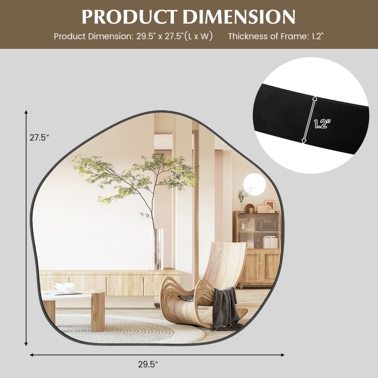 Irregular Wall Mirror Metal Frame Asymmetrical Mirror with Expansion Screws - Image 8