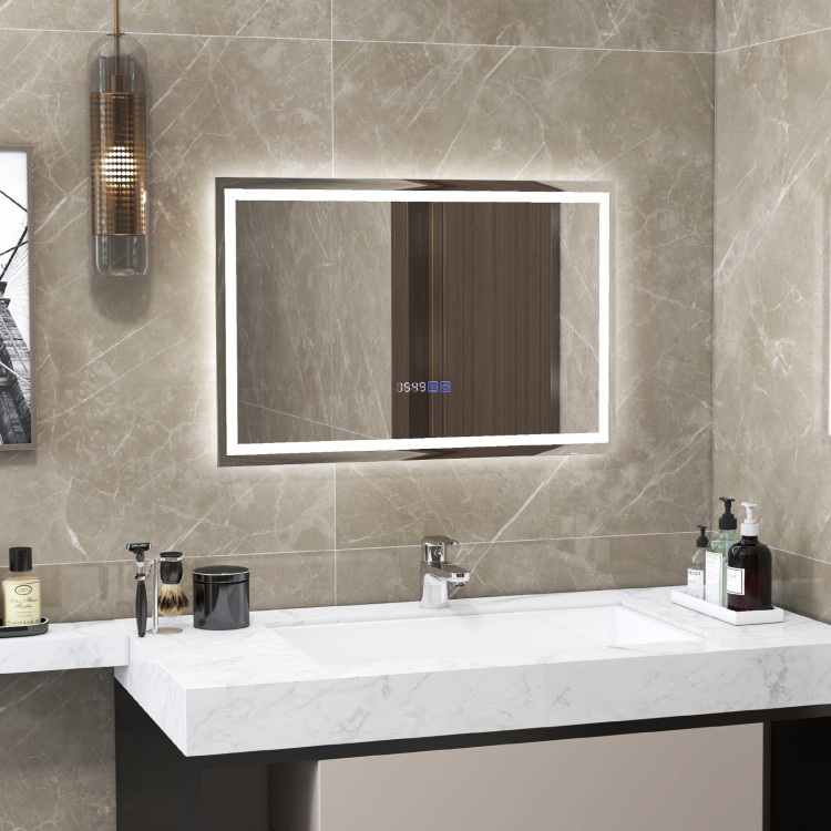 LED Bathroom Mirror Wall Mounted Rectangle Mirror with 3-Color Dimmable Lights - Image 10