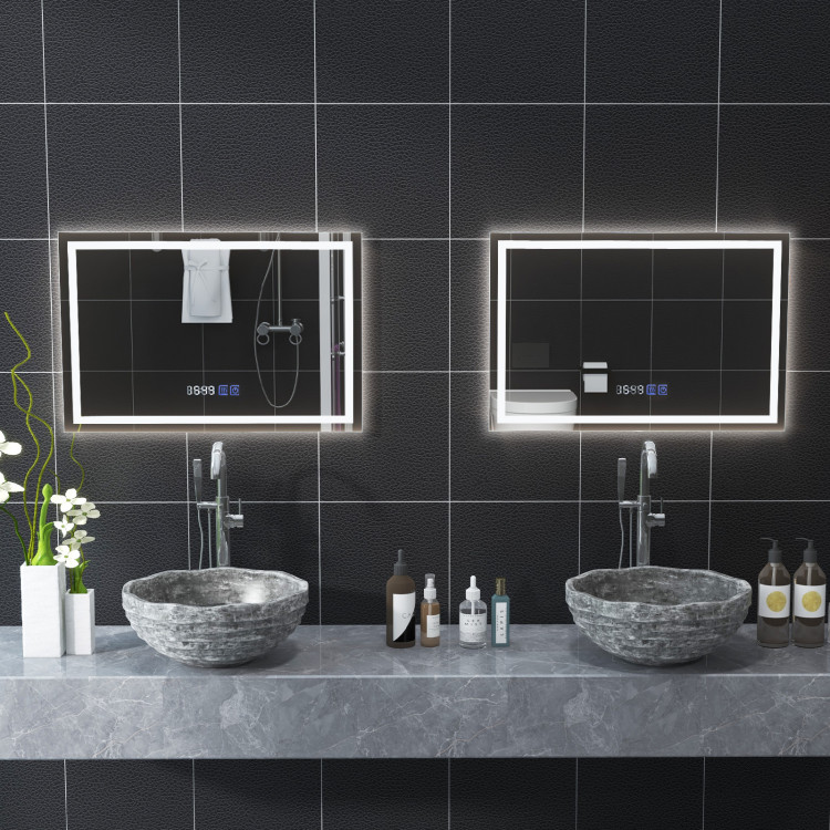 LED Bathroom Mirror Wall Mounted Rectangle Mirror with 3-Color Dimmable Lights - Image 9