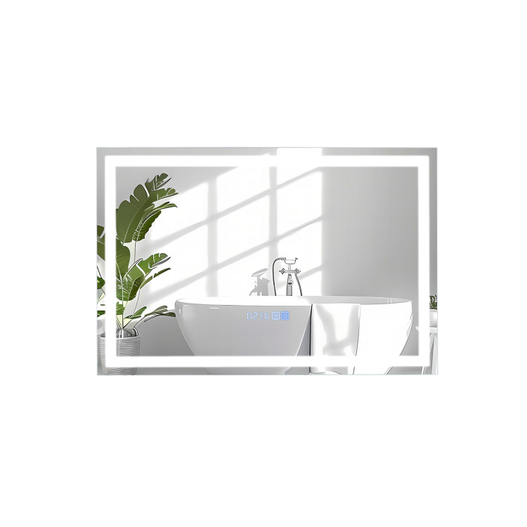 LED Bathroom Mirror Wall Mounted Rectangle Mirror with 3-Color Dimmable Lights