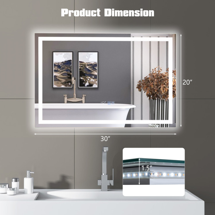 LED Bathroom Mirror Wall Mounted Rectangle Mirror with 3-Color Dimmable Lights - Image 8