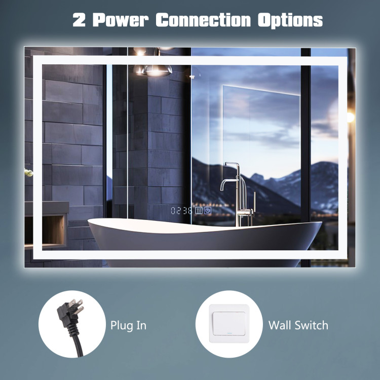 LED Bathroom Mirror Wall Mounted Rectangle Mirror with 3-Color Dimmable Lights - Image 5