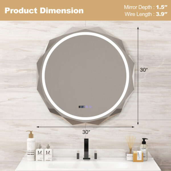 Defogging LED Bathroom Mirror with Stepless 3 Colors Temperature - Image 8