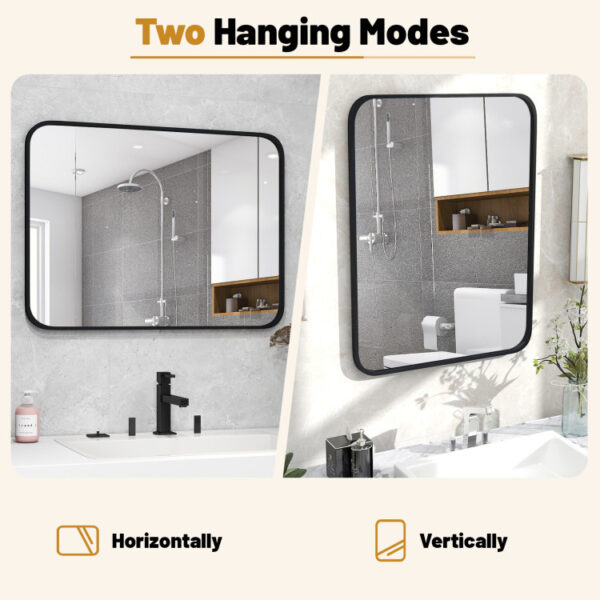 24 x 32 Inch Minimalist Wall Mounted Rectangle Mirror - Image 3