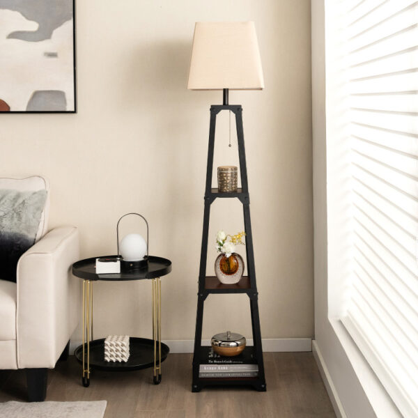 Trapezoidal Designed Floor Lamp with 3 Tiered Storage Shelf - Image 9