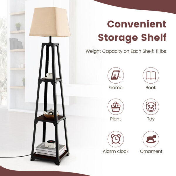 Trapezoidal Designed Floor Lamp with 3 Tiered Storage Shelf - Image 4