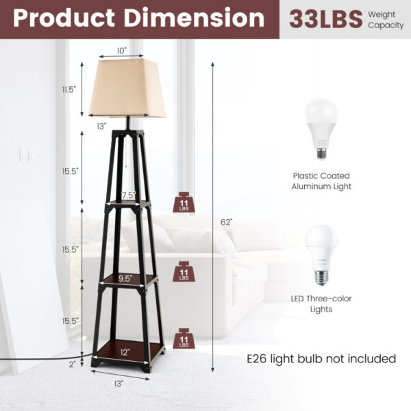 Trapezoidal Designed Floor Lamp with 3 Tiered Storage Shelf - Image 7