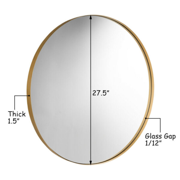 27.5 Inch Modern Metal Wall-Mounted Round Mirror for Bathroom - Image 2