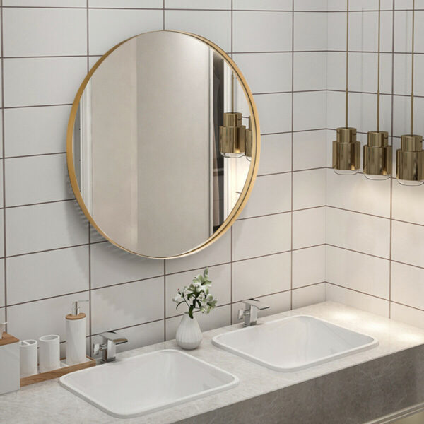 27.5 Inch Modern Metal Wall-Mounted Round Mirror for Bathroom - Image 12