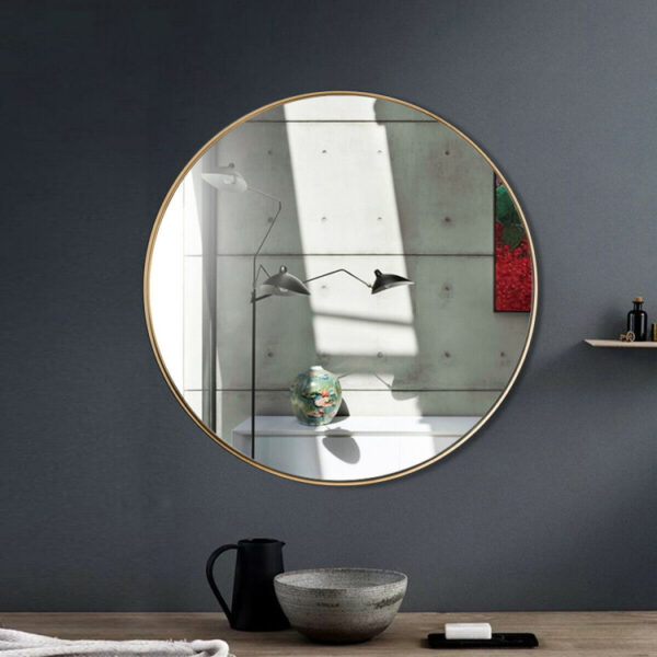 27.5 Inch Modern Metal Wall-Mounted Round Mirror for Bathroom - Image 10