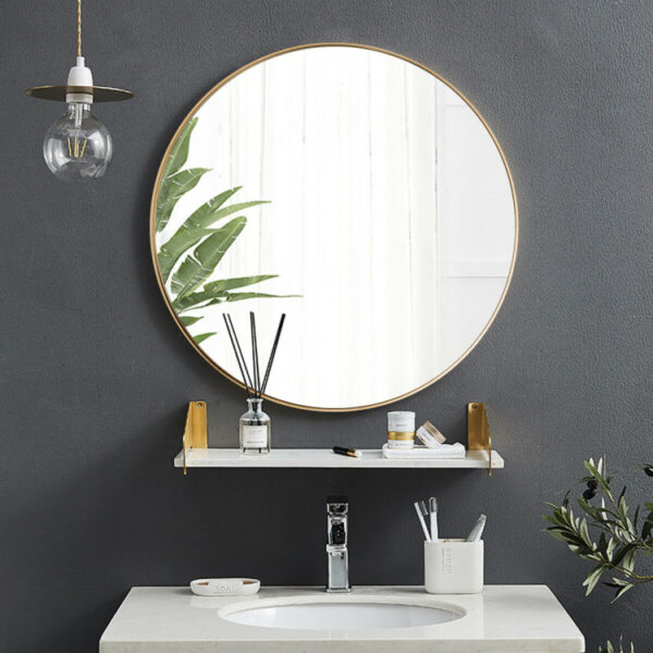 27.5 Inch Modern Metal Wall-Mounted Round Mirror for Bathroom - Image 8