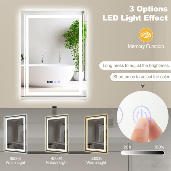 Defogging LED Bathroom Mirror with Memory Function and Anti-Fog - Image 2