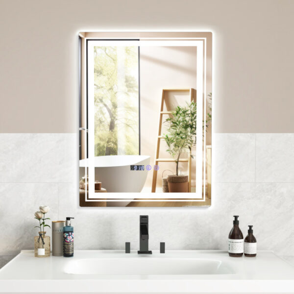 Defogging LED Bathroom Mirror with Memory Function and Anti-Fog