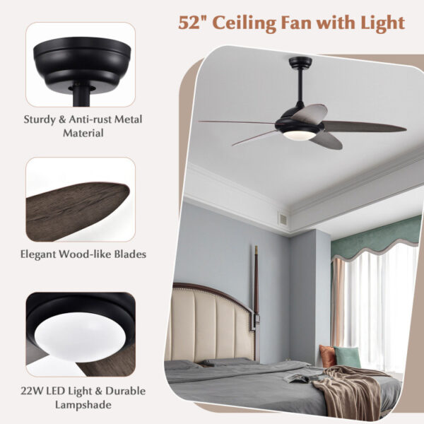 52 Inch Ceiling Fan with Lights and 3 Wind Speeds - Image 2