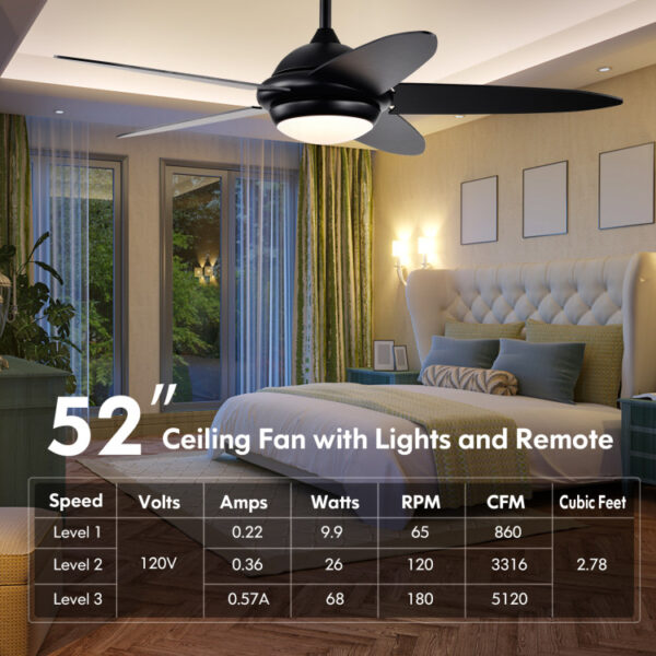 52 Inch Ceiling Fan with Lights and 3 Wind Speeds - Image 4