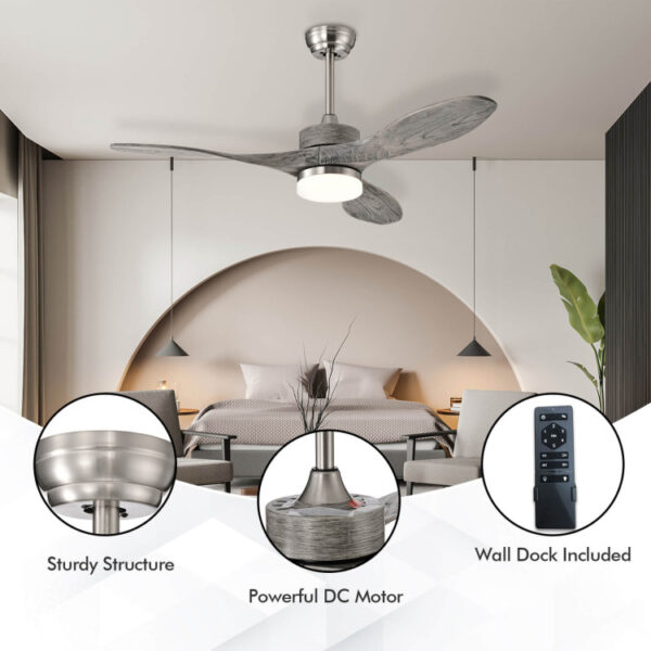 48 Inch Wood Ceiling Fan Indoor with LED Lights and 6 Speed Levels - Image 5