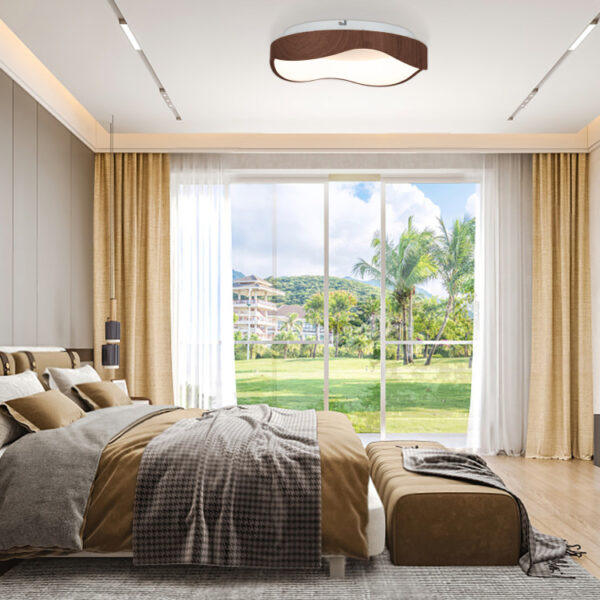 24W Modern LED Mount Ceiling Light with Wood Pattern and Metal Frame - Image 8