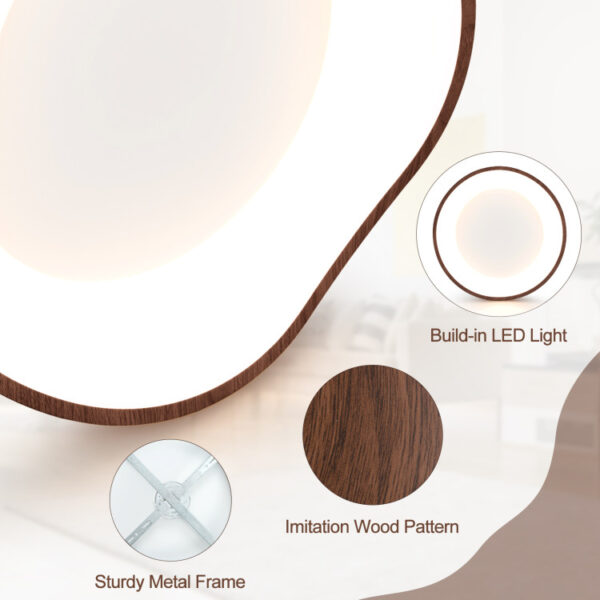 24W Modern LED Mount Ceiling Light with Wood Pattern and Metal Frame - Image 3