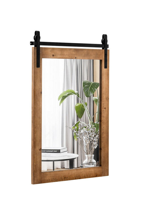 30 x 22 Inch Wall Mount Mirror with Wood Frame