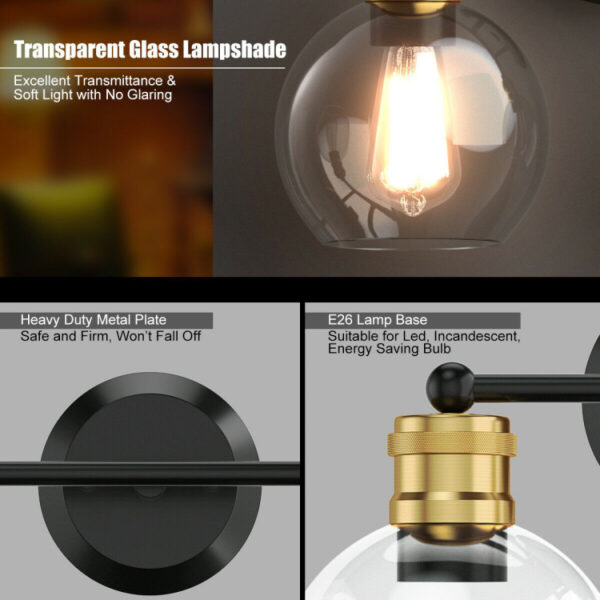 Modern 3-light Bubbled Glass Vanity Light - Image 9