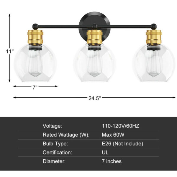 Modern 3-light Bubbled Glass Vanity Light - Image 10