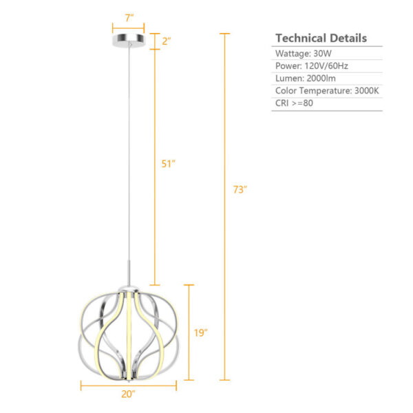 Modern Dimmable Warm White LED Chandelier - Image 9