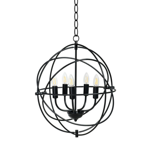 20 Inch 5 Lights Metal Chandelier with Pivoting Interlocking Rings - Image 7