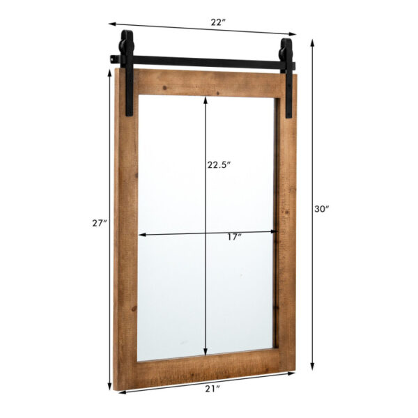 30 x 22 Inch Wall Mount Mirror with Wood Frame - Image 10