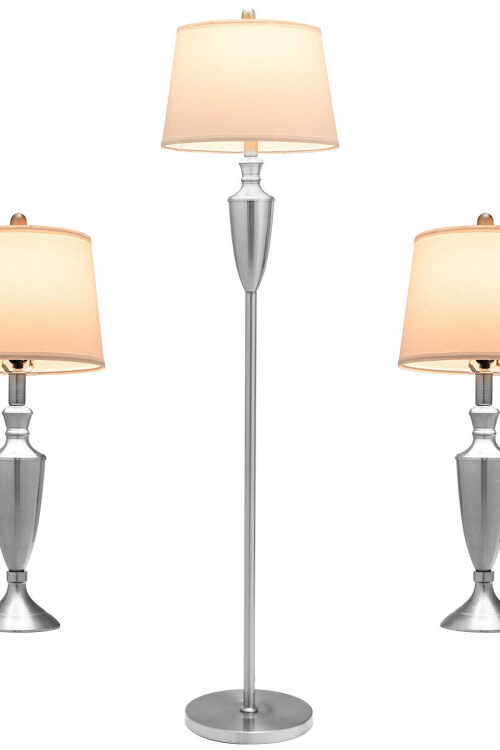 3 Piece Lamp with Set Modern Floor Lamp and 2 Table Lamps