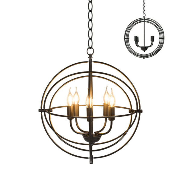 20 Inch 5 Lights Metal Chandelier with Pivoting Interlocking Rings - Image 6