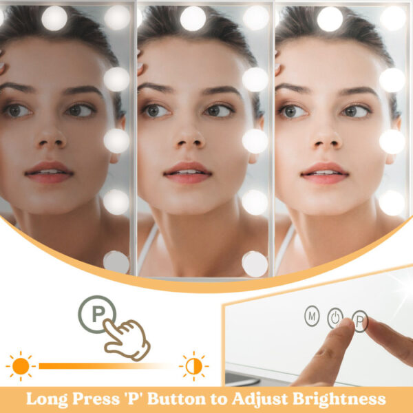 2-in-1 Vanity Mirror with 14 Dimmable LED Bulbs - Image 2