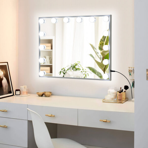 2-in-1 Vanity Mirror with 14 Dimmable LED Bulbs - Image 9