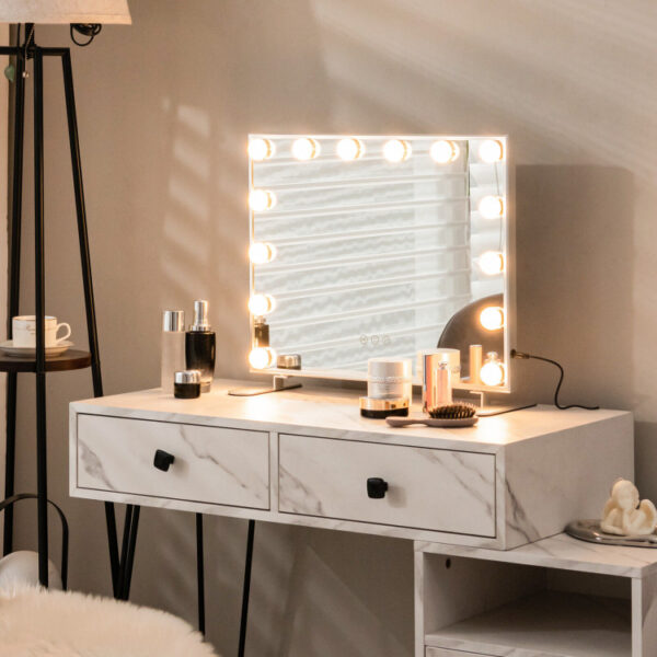 2-in-1 Vanity Mirror with 14 Dimmable LED Bulbs - Image 7