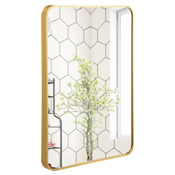 Metal Framed Bathroom Mirror with Rounded Corners - Image 4