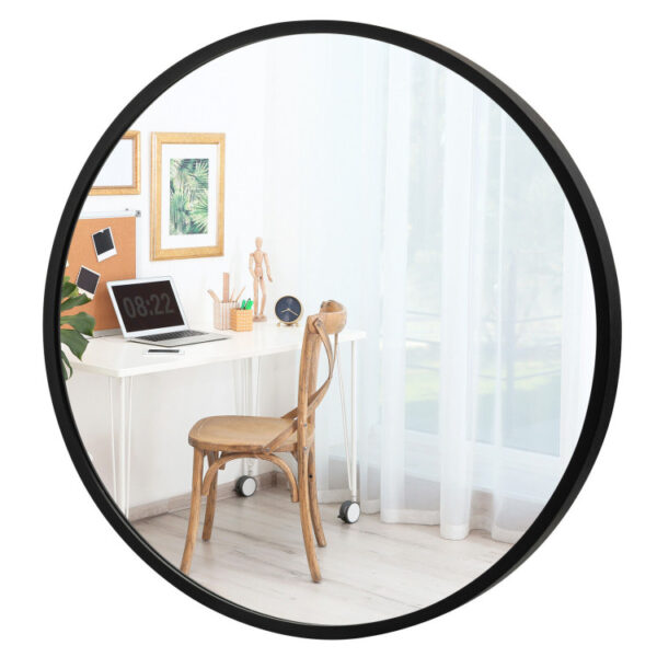 16-inch Round Wall Mirror with Aluminum Alloy Frame - Image 4