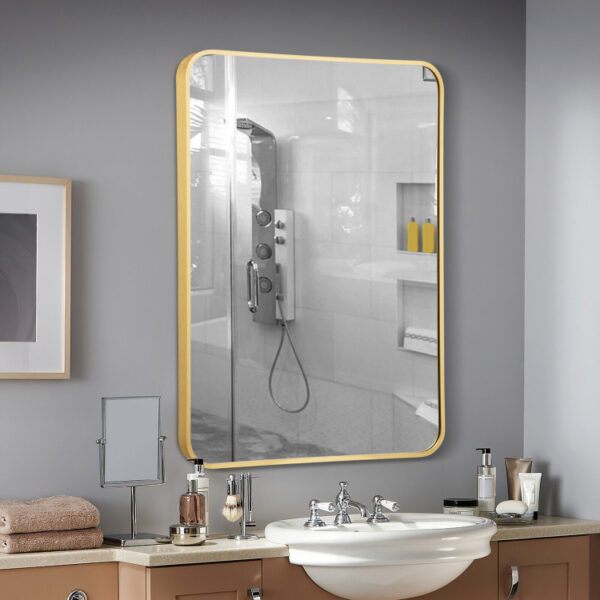 Metal Framed Bathroom Mirror with Rounded Corners - Image 6