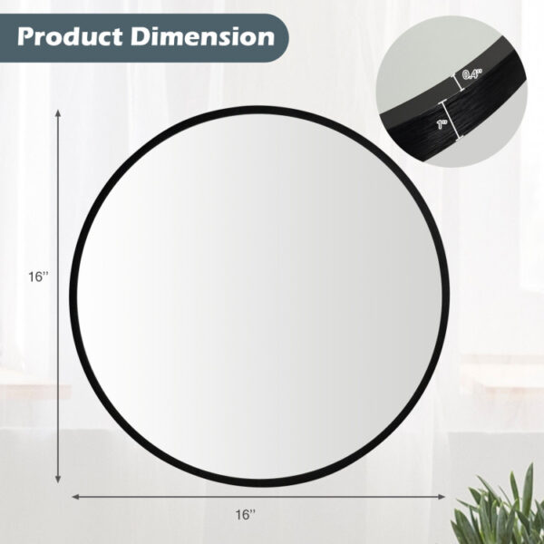 16-inch Round Wall Mirror with Aluminum Alloy Frame - Image 8