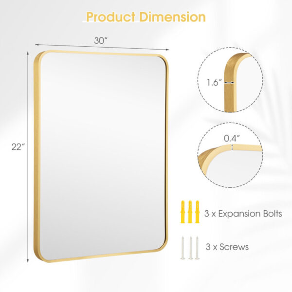 Metal Framed Bathroom Mirror with Rounded Corners - Image 9